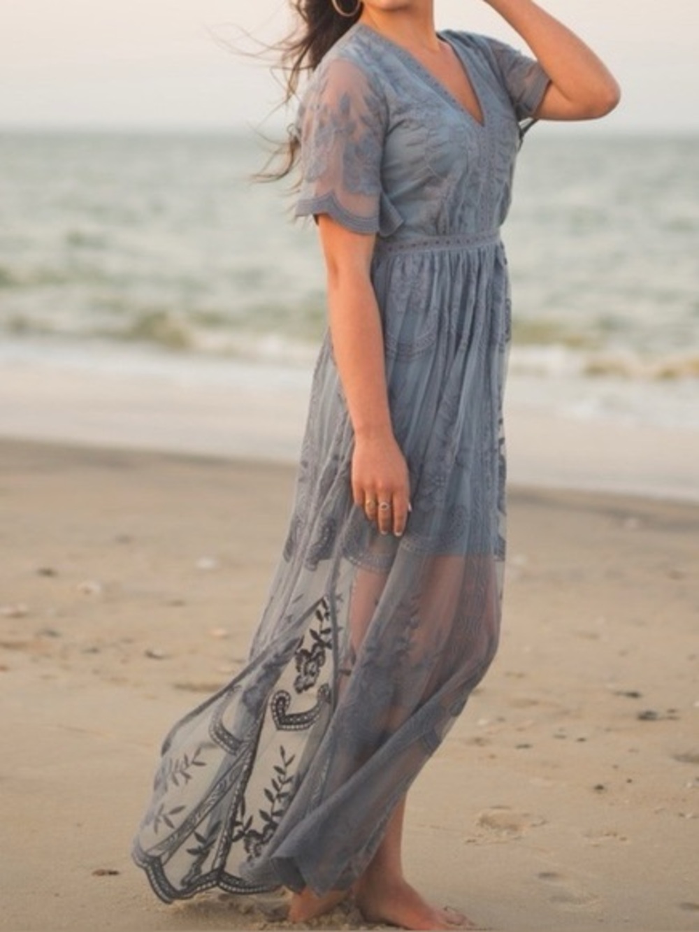 Altar’d State Marionette Lace Overlay Maxi Dress Medium